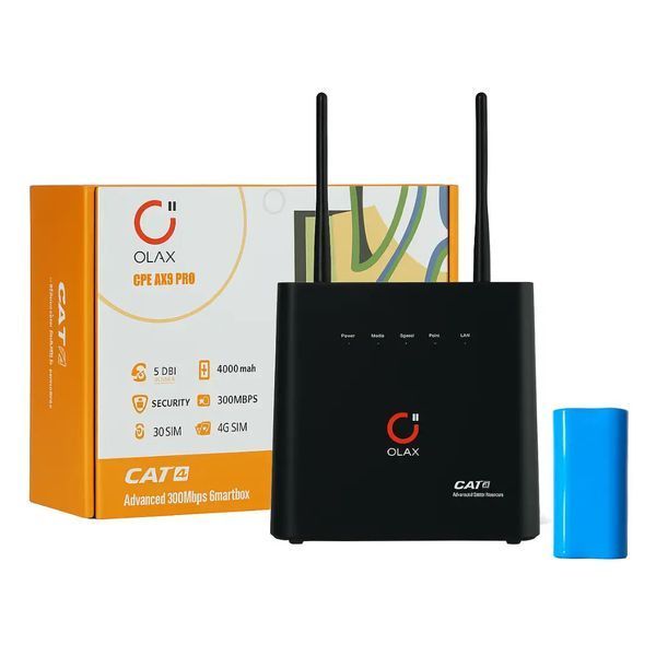 4G Wi-Fi комплект: роутер OLAX AX9 PRO с акумулятором + антена Стрела MIMO 20 dBi 6842 фото